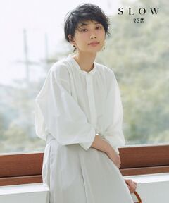 【SLOW】Soft Wash Shirting ギャザー ブラウス