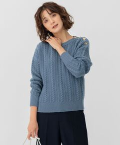 23区 / ニジュウサンク ニット・セーター | 【洗える】ウールコード 肩ボタンケーブル柄 ニット