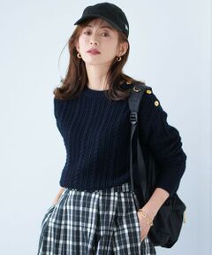 23区 / ニジュウサンク ニット・セーター | 【洗える】ウールコード 肩ボタンケーブル柄 ニット