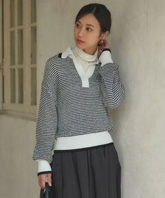 23区 / ニジュウサンク ニット・セーター | 【洗える】ワッフルパターン バイカラー ニット