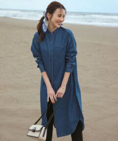 【洗える】23区DENIM ライトダンガリー シャツ ワンピース