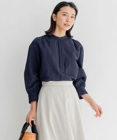 23区 / ニジュウサンク シャツ・ブラウス | 【洗える】カラミストライプ ヘンリーネック ブラウス