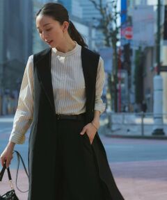 【CLASSY.6月号掲載】リネンレーヨンストレッチ  ロング ジレ