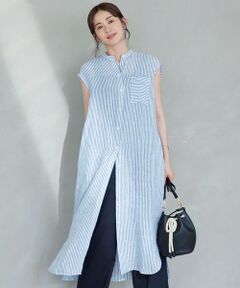 23区 / ニジュウサンク ロング・マキシ丈ワンピース | 【洗える】LIBECO ノースリーブ シャツ ワンピース