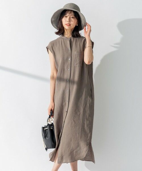 【plage】Linen シャツワンピース　ナチュラル　38