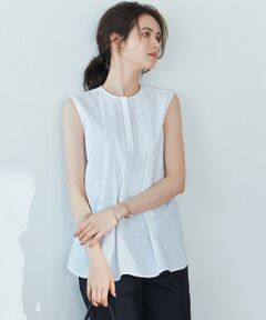 23区 / ニジュウサンク シャツ・ブラウス | 【SLOW/洗える】リネンコットン ノースリーブブラウス