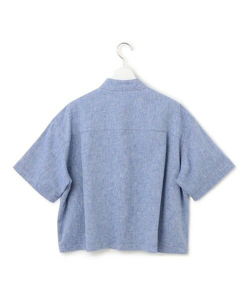 セール】 【SLOW/洗える】リネンコットン 半袖クロップドシャツ