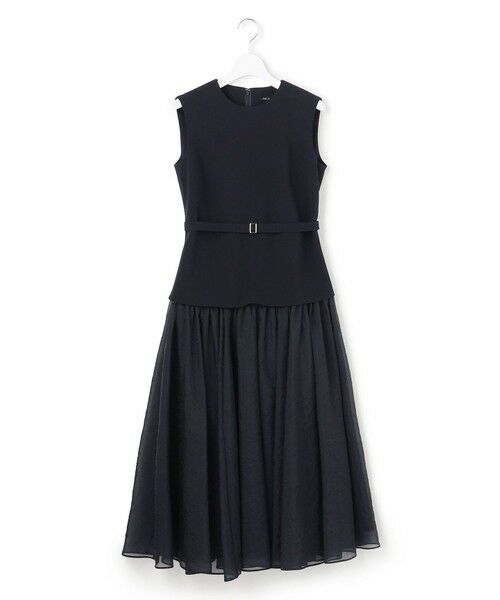 23区 / ニジュウサンク ドレス | 【APPLAUDIR】クリアジョーゼットコンビ ドレス（ネイビー系）