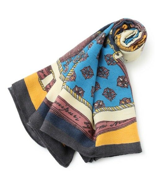 【未使用品】manipuri シルクウール ストール manipuri】ウールシルクストール ブレードタッセル／120cm正方形