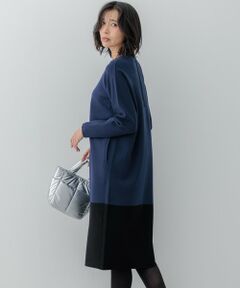 【WEB&一部店舗限定カラーあり/洗える】ミラノリブ バイカラーニットワンピース