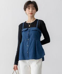 23区　シャツ　Sサイズ　36　ネイビー 洗える】23区DENIM ライトダンガリー シャツ