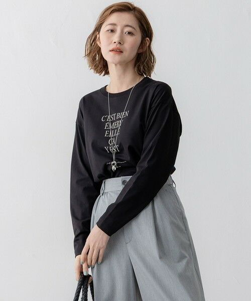 23区/ニジュウサンク 【洗える】レタープリント ロンTEE ブラック系 38 23区/ニジュウサンク 【洗える】レタープリント ロンTEE ブラック系 38