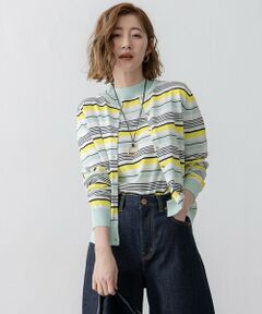 23区 / ニジュウサンク カーディガン・ボレロ | 【洗える】プレミアムビオコットン マルチボーダー カーディガン