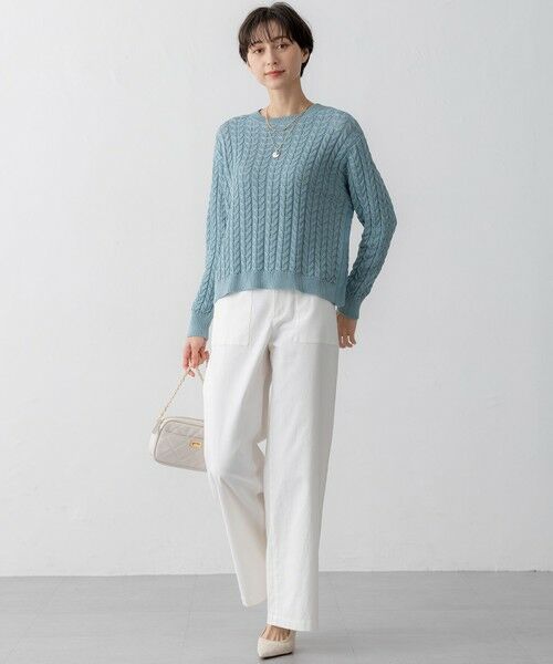 今期✳︎新品✳︎23区　コットンギマケーブニット白ホワイト　38 Oggi3月号掲載/洗える】コットンギマ ケーブル ニット / 23区