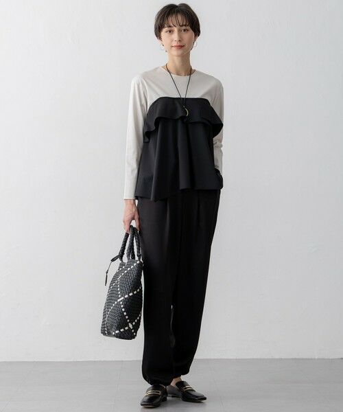 25SS【美品✨】23区 ドレープサテンドロストパンツ 2way 洗える 36 洗える】ドレープサテン 2WAY ドロスト パンツ