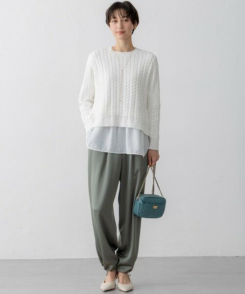 25SS【美品✨】23区 ドレープサテンドロストパンツ 2way 洗える 36 洗える】ドレープサテン 2WAY ドロスト パンツ / 23区