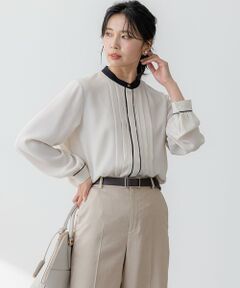 23区 / ニジュウサンク シャツ・ブラウス | 【吸水速乾/UVケア/洗える】ストレッチクリアサテン バイカラー ブラウス