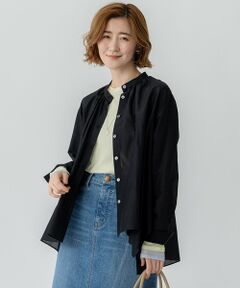 23区 / ニジュウサンク シャツ・ブラウス | 【洗える】シアーコットンシルク ハンカチーフヘム デザイン シャツ