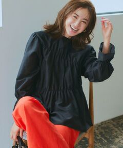 23区 / ニジュウサンク シャツ・ブラウス | 【洗える】シアーコットンシルク シャーリング デザイン ブラウス