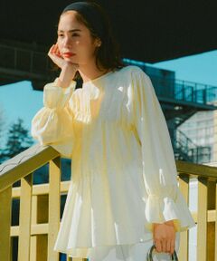 23区 / ニジュウサンク シャツ・ブラウス | 【洗える】シアーコットンシルク シャーリング デザイン ブラウス