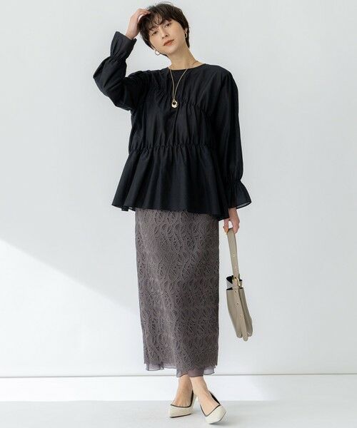 23区 / ニジュウサンク シャツ・ブラウス | 【洗える】シアーコットンシルク シャーリング デザイン ブラウス | 詳細2