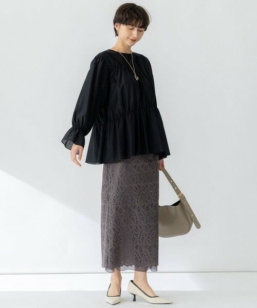 23区 / ニジュウサンク シャツ・ブラウス | 【洗える】シアーコットンシルク シャーリング デザイン ブラウス | 詳細3