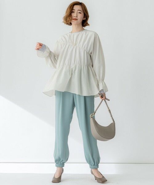 23区 / ニジュウサンク シャツ・ブラウス | 【洗える】シアーコットンシルク シャーリング デザイン ブラウス | 詳細5