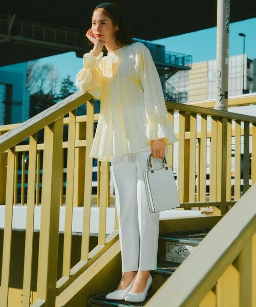 23区 / ニジュウサンク シャツ・ブラウス | 【洗える】シアーコットンシルク シャーリング デザイン ブラウス | 詳細8