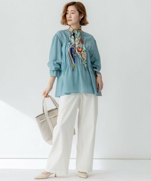 23区 / ニジュウサンク シャツ・ブラウス | 【洗える】シアーコットンシルク シャーリング デザイン ブラウス | 詳細12