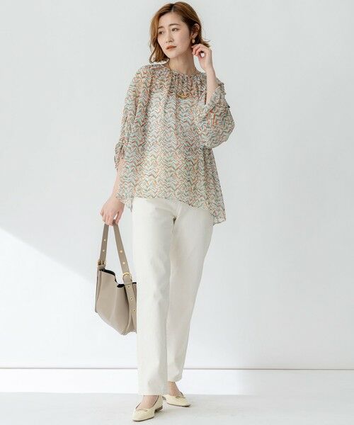 23区 / ニジュウサンク シャツ・ブラウス | 【洗える】シアーヘリンボーンプリント ブラウス | 詳細1