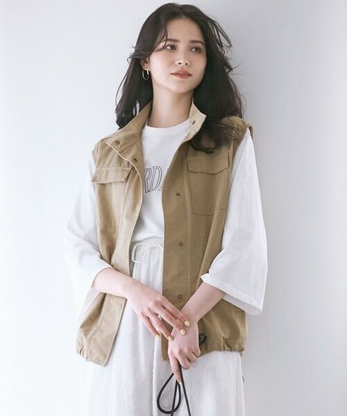 23区/ニジュウサンク 【SLOW/一部店舗限定】ミリタリー ベスト ベージュ系 38 23区/ニジュウサンク 【SLOW/一部店舗限定】ミリタリー ベスト ベージュ系 38