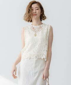 23区 / ニジュウサンク ベスト | 【洗える】エンブロイダリーレース ニットベスト