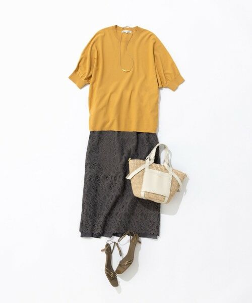 23区 / ニジュウサンク ミニ・ひざ丈スカート | 【洗える】ジオメトリックレース Iライン スカート | 詳細13