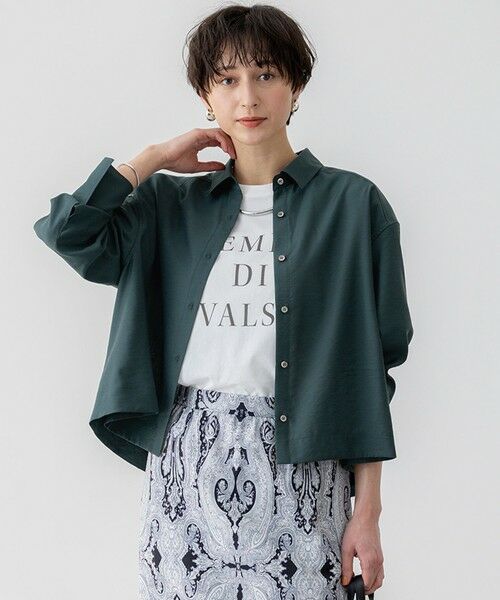23区/ニジュウサンク 【Oggi5月号掲載/接触冷感/速乾性】シアータンブラー シャツ ダークグリーン系 38 23区/ニジュウサンク 【Oggi5月号掲載/接触冷感/速乾性】シアータンブラー シャツ ダークグリーン系 38
