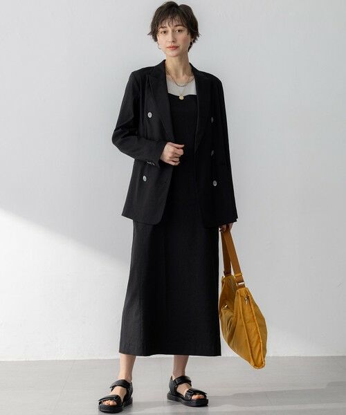 極美品✨23区 リネンレーヨンストレッチ ダブル ジャケット 黒 38 23SS STORY7月号掲載】リネンレーヨンストレッチ ダブル ジャケット