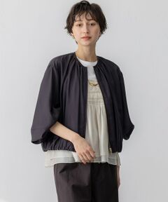 23区【洗える】リネンレーヨンストレッチ ブルゾン ブラック CLASSY.6月号掲載/洗える】リネンレーヨンストレッチ ブルゾン