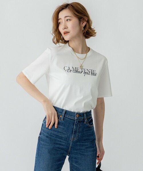 23区/ニジュウサンク 【洗える】CA ME TENTE ロゴ TEE ホワイト系 40 23区/ニジュウサンク 【洗える】CA ME TENTE ロゴ TEE ホワイト系 40