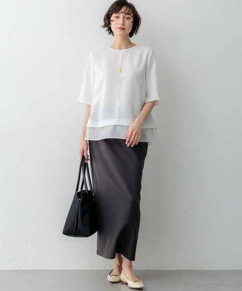 23区 / ニジュウサンク カットソー | 【新色追加/Oggi掲載】ストレッチジョーゼット シアーコンビ カットソー | 詳細3