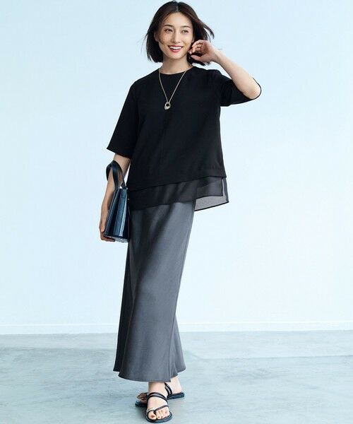 23区 / ニジュウサンク カットソー | 【吸水速乾/UVカット/接触冷感】ストレッチジョーゼット シアーコンビ カットソー | 詳細13