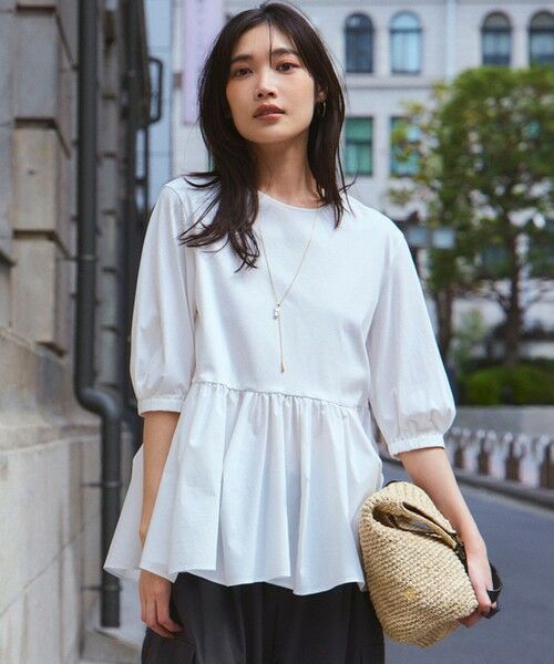 23区　カットソー セール】 【洗える】ストレッチジョーゼット フォルム