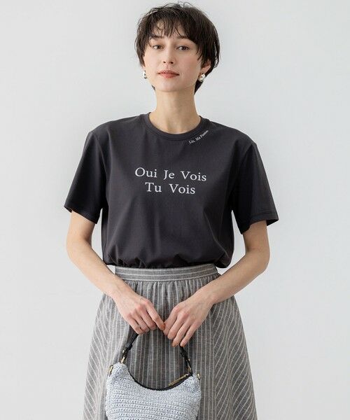 23区/ニジュウサンク 【洗える】カラーロゴ Tシャツ グレー系 38 23区/ニジュウサンク 【洗える】カラーロゴ Tシャツ グレー系 38