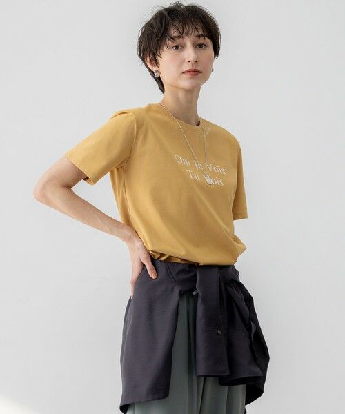 23区/ニジュウサンク 【洗える】カラーロゴ Tシャツ イエロー系 40 23区/ニジュウサンク 【洗える】カラーロゴ Tシャツ イエロー系 40