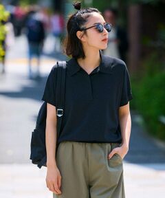 23区 / ニジュウサンク ニット・セーター | 【洗える】レーヨンポリエステルストレッチ フレンチスリーブ ポロニット