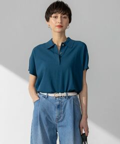 23区 / ニジュウサンク ニット・セーター | 【洗える】レーヨンポリエステルストレッチ フレンチスリーブ ポロニット