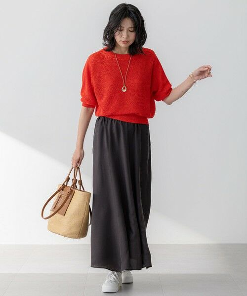 25SS／極美品 23区 ピュアリネン パフスリーブ ニット 杏さん着用 38 23区 ニット セーター 「洗える」ピュアリネン パフスリーブ