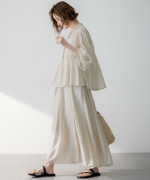 23区 / ニジュウサンク ミニ・ひざ丈スカート | 【洗える】ソフトオーガンジー タック スカート | 詳細9