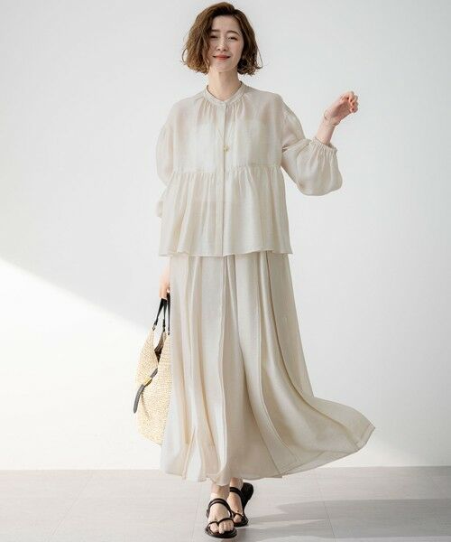 23区 / ニジュウサンク ミニ・ひざ丈スカート | 【洗える】ソフトオーガンジー タック スカート | 詳細8