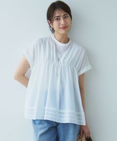 23区 / ニジュウサンク シャツ・ブラウス | 【撥水加工/洗える】シアーナイロンツイル ギャザー ブラウス