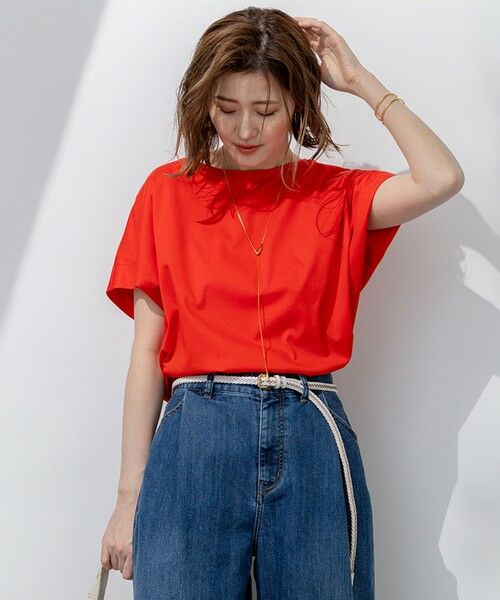 23区/ニジュウサンク 【洗える】スムースデザイン フレンチスリーブ Tシャツ オレンジ系 38 23区/ニジュウサンク 【洗える】スムースデザイン フレンチスリーブ Tシャツ オレンジ系 38