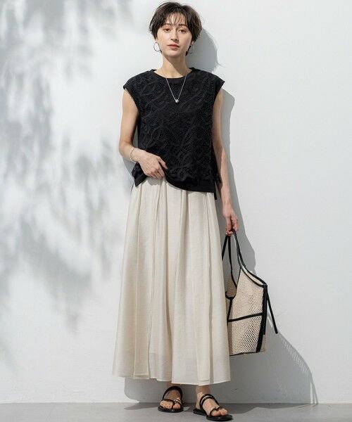 23区 / ニジュウサンク カットソー | 【洗える/汗じみ防止加工】エンブロイダリージャージー フレンチスリーブ カットソー | 詳細15